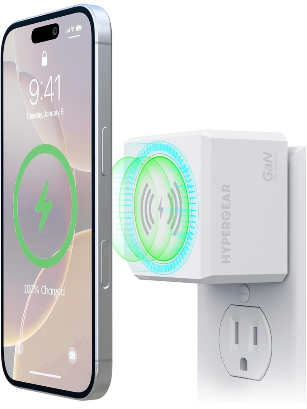 HyperGear MaxCharge White 3-in-1 Magnetic Wireless Wall Charger USB C GaN